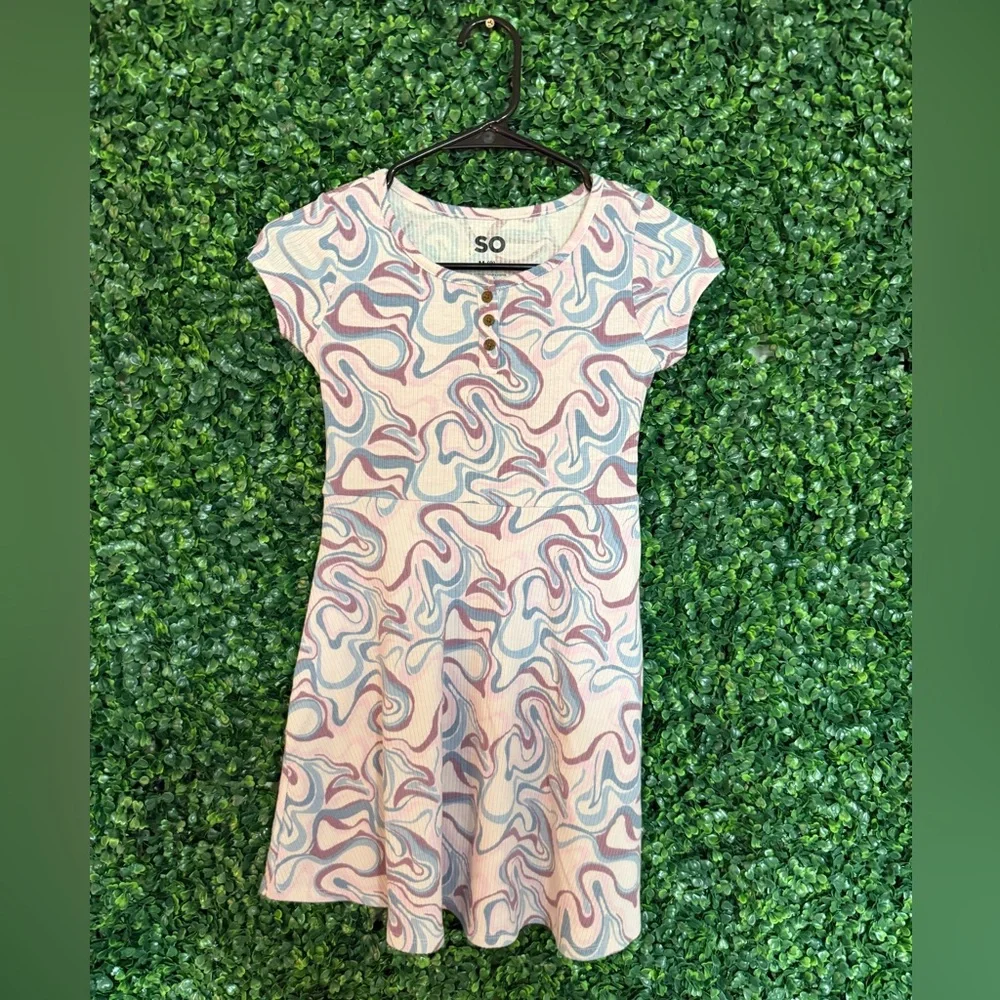 SO Pink and Blue Swirl Tee Dress